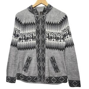 Ecologic Arts Womens Sustainable Artisan Nordic Llama Alpaca Wool Zip Sweater L